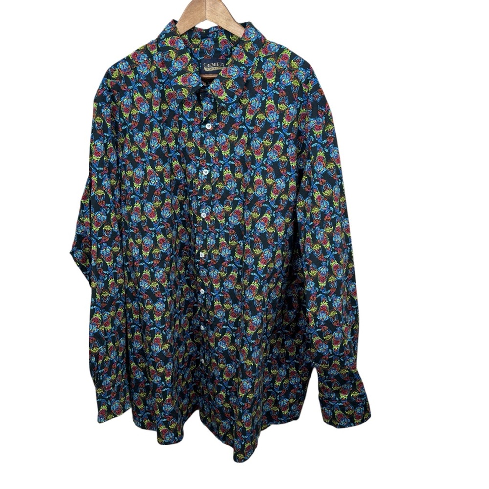 Daniel Cremieux blue yellow Paisley floral long sleeve button up shirt tall man